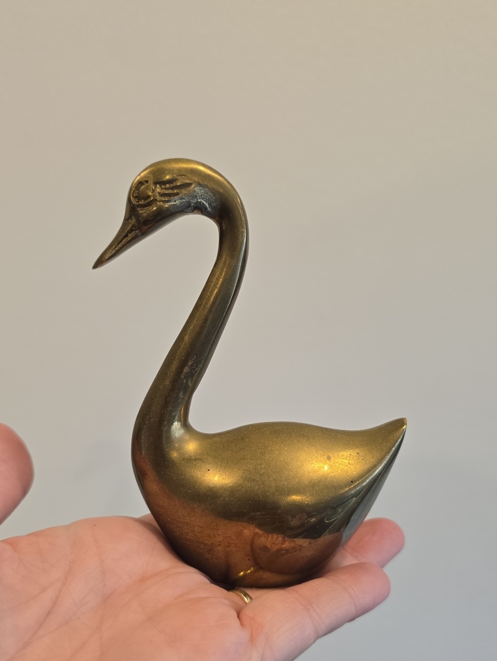 Vintage Brass Swan Figurine Decorative Bird